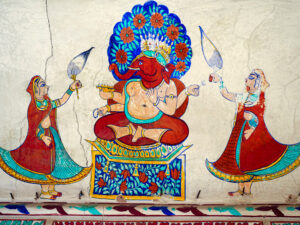Shekhawati, intérieur d'une haveli, fresque de Ganesh-CC BY-NC Jacques BOUBY
